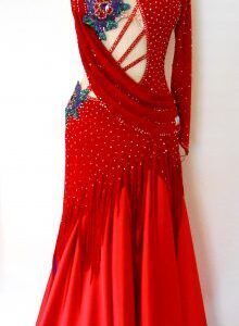 Custom size competition slant neck red latin dance dresses for